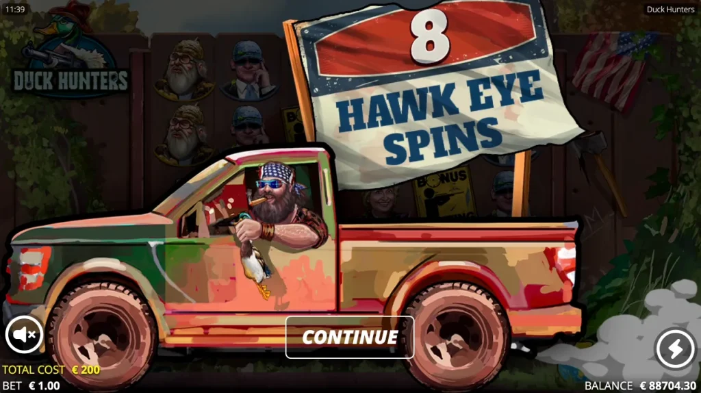 Hawk Eye Spins Splash Screen